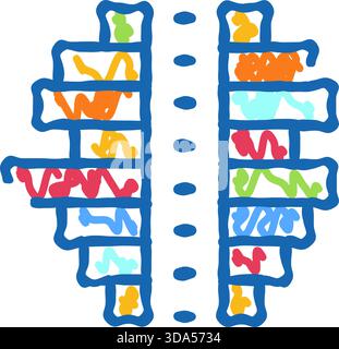 Icône de cartographie de l'activité cérébrale affichant les courbes eeg Illustration de Vecteur
