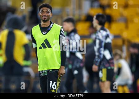 Molineux, Wolverhampton le lundi 8 décembre 2025. 16, Amad Diallo de Manchester United lors du match de premier League entre Wolverhampton Wanderers et Manchester United à Molineux, Wolverhampton le lundi 8 décembre 2025. (Photo : Stuart Leggett | mi News) crédit : MI News & Sport /Alamy Live News Banque D'Images