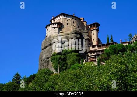 Grèce, Thessalie, Kalambaka, site des Météores, patrimoine mondial de l'UNESCO, le monastère Agios Nikolaos Anapafsas Banque D'Images