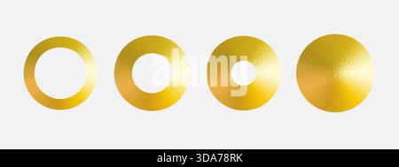 Définir des anneaux métalliques en feuille d'or formes géométriques élément vectoriel conception. Or abstrait formes élément métallisé style de luxe. Formes géométriques isolées Illustration de Vecteur