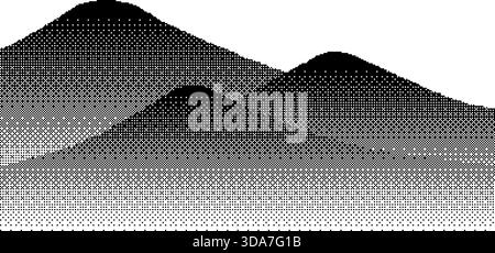 Paysage de montagnes Halftone Pixel Art Illustration de Vecteur