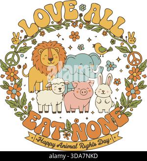 Love All Eat None T-shirt Design Illustration de Vecteur