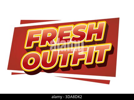 Un motif graphique vibrant avec les mots Fresh Outfit dans une typographie stylisée et audacieuse sur fond rouge Illustration de Vecteur