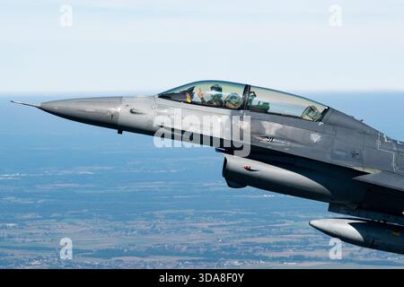 Les F-16 Fighting Falcons de l'escadron de tigres de l'armée de l'air belge sont capturés lors du salon aéronautique de Sanicole 2019 en Belgique. Banque D'Images