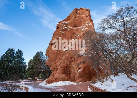 Formation de roche rouge Sentinel spires au Garden of the Gods Park à Colorado Springs, dans LE Colorado. Banque D'Images
