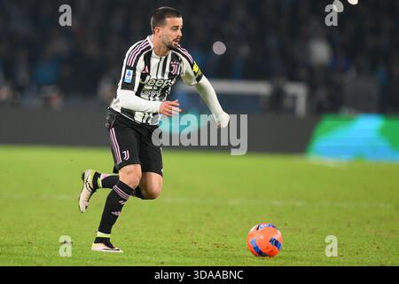 Naples, Italie. 07 décembre 2025. Edon Zhegrova de la Juventus FC lors du match de la 14e journée du Championnat de Serie A entre S.C. Napoli et F.C.Juventus au stade Maradona le 7 décembre 2025 à Naples, Italie. Pendant SSC Napoli vs Juventus FC, match de football italien Serie A à Naples, Italie, 07 décembre 2025 crédit : Agence photo indépendante/Alamy Live News Banque D'Images
