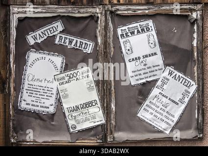 Wanted Dead or Alive récompenses posters avec de l'espace pour votre image accrochée au mur Banque D'Images