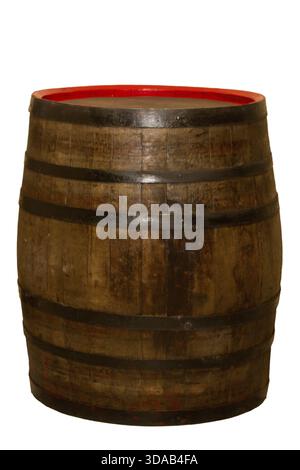 Tonneau en bois. Isolé. Vieux baril en bois de style pour la boisson isolé Banque D'Images