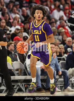 7 décembre 2025 : Dedan Thomas Jr (11 ans) de la LSU lors du match de basket-ball de la NCAA entre les Texas Tech Red Raiders et les LSU Tigers à l'US LBM Coast to Coast Callenge à la Dickies Arena de Fort Worth, Texas. Kyle Okita/CSM Banque D'Images