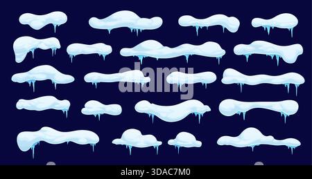 Chapeaux de neige d'hiver de Noël de dessin animé, dérives de glace Illustration de Vecteur