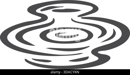 Flaque stylisée avec ondulations circulaires représentant l'eau de pluie stagnante. Illustration de Vecteur