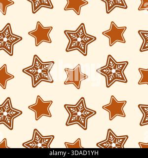 Noël Vibes. Motif aromatique avec des étoiles de biscuits givrés, sur fond chaud, atmosphère parfumée. Illustration vectorielle Illustration de Vecteur