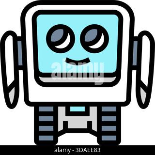 illustration vectorielle d'icône de couleur de grands yeux expressifs de robot Illustration de Vecteur