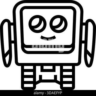 illustration vectorielle d'icône de ligne de grands yeux expressifs de robot Illustration de Vecteur