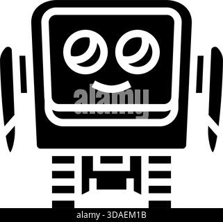 illustration vectorielle d'icône de glyphe de grands yeux expressifs de robot Illustration de Vecteur