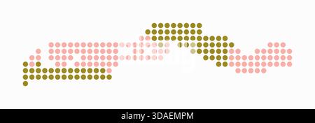 Carte en pointillés de Gambie. Carte de style numérique du pays sur fond blanc. Gambie forme avec des points circulaires. Style de points colorés. Cercles de grande taille. Illustration de Vecteur