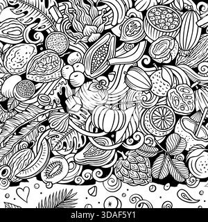 Illustration de cadre de dessin animé de fruits exotiques Illustration de Vecteur