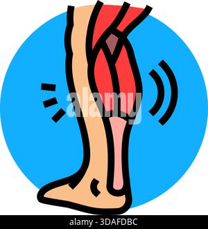 crampe musculaire dans l'illustration vectorielle d'icône de couleur de mollet Illustration de Vecteur