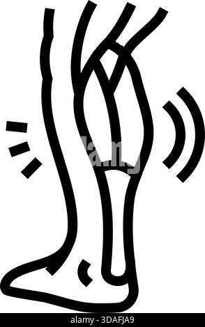 crampe musculaire dans l'illustration vectorielle d'icône de ligne de mollet Illustration de Vecteur
