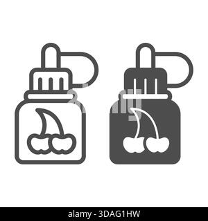 Pot de ligne de cerises et icône solide, concept de vapotage. Graphiques vectoriels. Remplir signe liquide sur fond blanc, icône de style de contour pour mobile ou web de Illustration de Vecteur