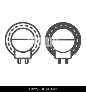 Ligne de lampe LED et icône solide, concept de lampe de caméra. Graphiques vectoriels. Signe de lampe sur fond blanc, icône de style de contour pour la conception mobile ou web Illustration de Vecteur