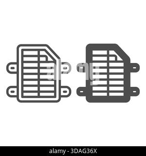 Ligne de radiateur en aluminium de voiture et icône solide, concept de pièces de voiture. Graphiques vectoriels. Signe de radiateur sur fond blanc, icône de style de contour pour mobile ou web Illustration de Vecteur