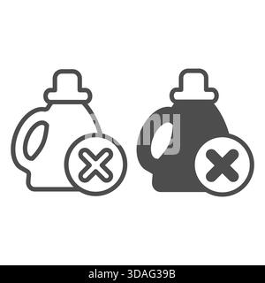 Bouteille de ligne d'interdiction d'huile de machine et icône solide, concept d'huiles. Graphiques vectoriels. Conteneur d'huile avec bouton de fermeture, signe d'article interdit sur fond blanc Illustration de Vecteur