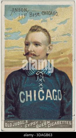 Photo historique vintage d'une carte de baseball Cap Anson de la série Goodwin Champions (N162), montrant le premier joueur de basket de Chicago White Stockings dans un portrait publié par Goodwin & Co. Banque D'Images