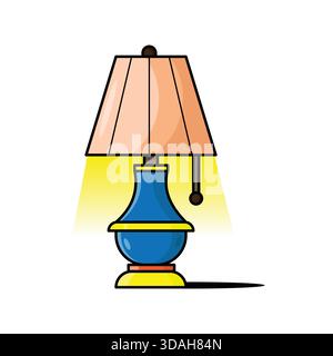 Une charmante illustration de lampe de table de style vintage adaptée aux graphiques de décoration intérieure, aux concepts de design d'intérieur, aux magasins et aux catalogues de produits Illustration de Vecteur