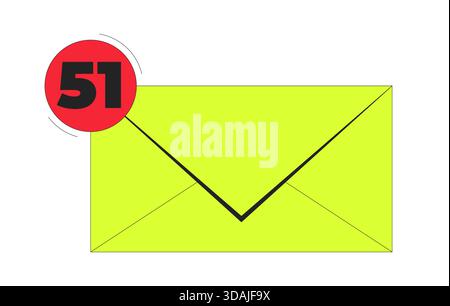 Nouvelle notification par e-mail avec badge de nombre de messages objet de dessin animé 2D. Illustration de Vecteur