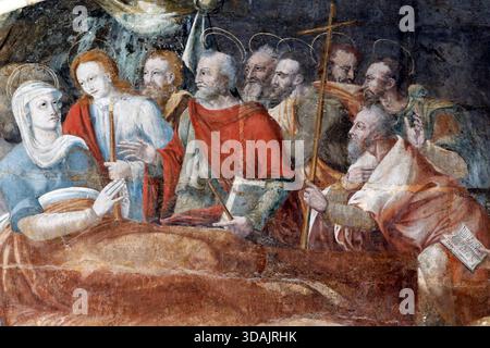 Abbaye Royale de Fontevraud. La Dormition de la Vierge Marie, célébrée le 15 août.. Murale. Fontevraud. France. Banque D'Images
