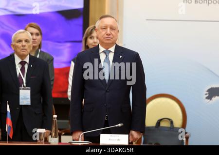 Saint-Pétersbourg, Russie. 11 décembre 2025. Alexander Beglov, Gouverneur de Saint-Pétersbourg, lors de la VI Conférence internationale sur la lutte contre les maladies infectieuses : nouveaux défis, session plénière à la Bibliothèque présidentielle Boris Eltsine à Saint-Pétersbourg. (Photo de Maksim Konstantinov/SOPA images/SIPA USA) crédit : SIPA USA/Alamy Live News Banque D'Images