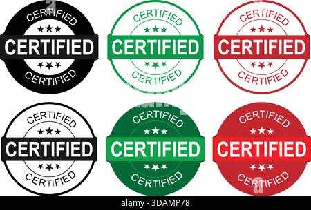 Collection de badges certifiés avec étoiles pour la vérification et l'assurance qualité Illustration de Vecteur