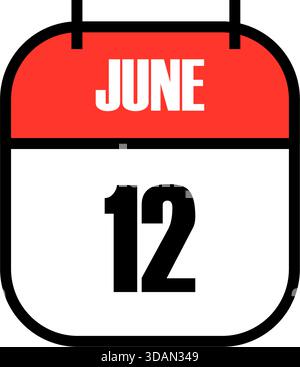 Page de calendrier rouge et blanche montrant la date du 12 juin pour le jour de l'indépendance des Philippines et la fête de la Russie la conception graphique des fêtes historiques de célébration mondiale Illustration de Vecteur