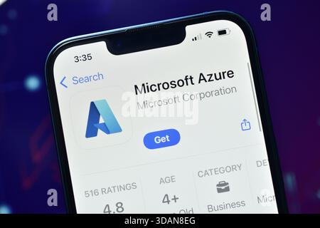 New Delhi, Inde 11 jaunary 2026 :- Microsoft Azure App sur smartphone Banque D'Images