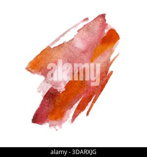 Stries cramoisies et cramoisies audacieuses ressemblant à un pinceau avec saturation en couches et texture de papier rugueuse. Illustration isolée de l'aquarelle dessinée à la main. Dynamique Banque D'Images