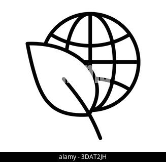 Cette illustration emblématique représente un globe entrelacé avec une feuille, symbolisant le lien entre la nature et notre planète. Idéal pour promouvoir Susta Illustration de Vecteur