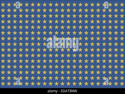 Motif étoile de couleur dorée sur fond bleu. Banque D'Images