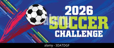 2026 Soccer Challenge Blue Dynamic Line Motion bannière pour les événements sportifs Illustration de Vecteur