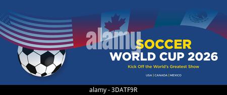 Bannière abstraite bleue de la Coupe du monde de football 2026 Illustration de Vecteur