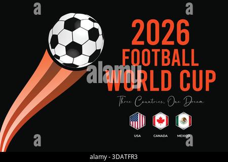 Affiche abstraite de puissance orange de la Coupe du monde de football 2026 Illustration de Vecteur
