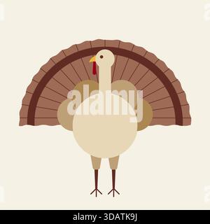 Oiseau de dinde avec queue ouverte. Icône de Thanksgiving. Illustration vectorielle, conception plate Illustration de Vecteur