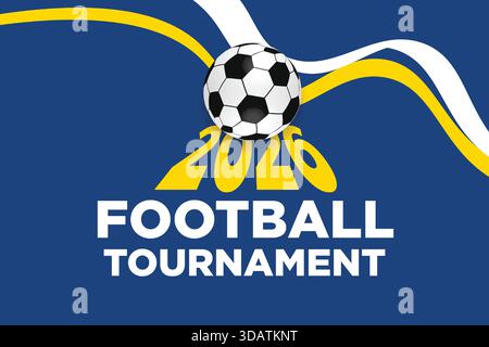 Tournoi de football 2026 bannière bleue jaune Illustration de Vecteur