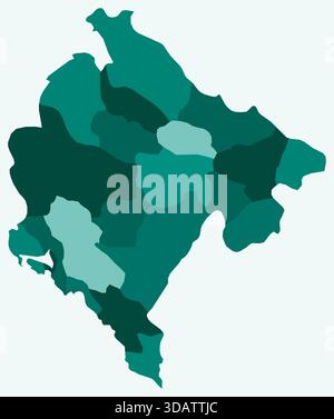 Carte du Monténégro avec les régions. Juste une carte de frontière de pays simple avec division de région. Palette de couleurs sarcelle. Illustration de Vecteur