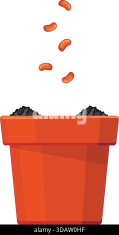 Un pot avec des haricots qui tombent de lui. Les haricots sont dispersés sur tout le sol Illustration de Vecteur