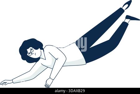 Une femme tombe au sol dans un style caricatural Illustration de Vecteur