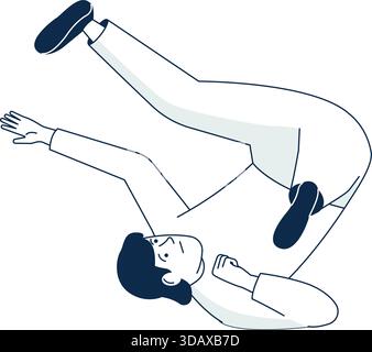 Un homme tombe et son pantalon s'envole Illustration de Vecteur