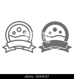 Lave-glace avec ligne de ruban et icône solide, concept de service de blanchisserie. Graphiques vectoriels. Porte de machine à laver avec signe de ruban de soie sur fond blanc, Illustration de Vecteur