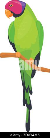 Perroquet coloré assis sur l'arbre. Oiseau exotique de la jungle isolé sur fond blanc Illustration de Vecteur