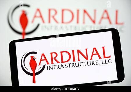 Ukraine. 12 décembre 2025. Dans cette illustration photo, le logo Cardinal infrastructure est visible sur un smartphone et en arrière-plan. (Photo de Pavlo Gonchar/SOPA images/SIPA USA) *** strictement à des fins éditoriales *** crédit : SIPA USA/Alamy Live News Banque D'Images